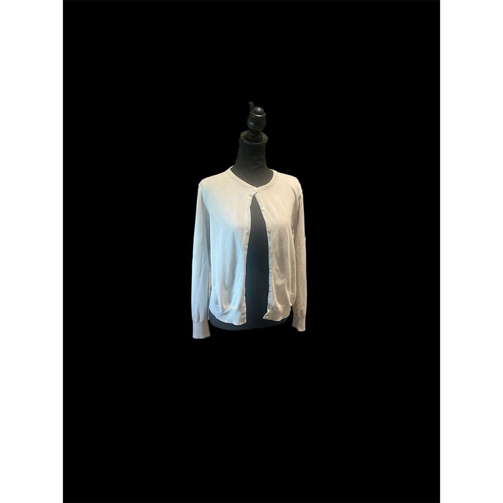 LANDS' END Women's Button Up Cardigan Ivory Sweater Size XL